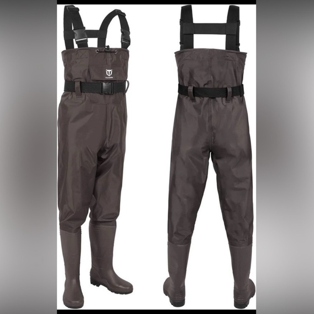 TideWe Bootfoot Chest Waders PVC Waterproof Fishing & Hunting Size 5 Green NEW